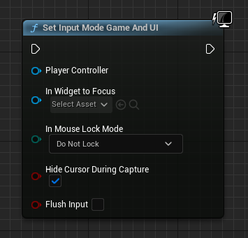 Set Input Mode Game and UI blueprint node