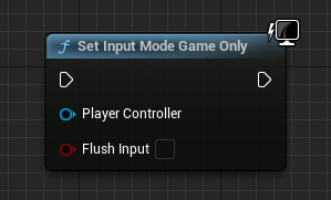Set Input Mode Game Only blueprint node