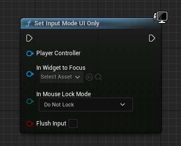 Set Input Mode UI Only blueprint node