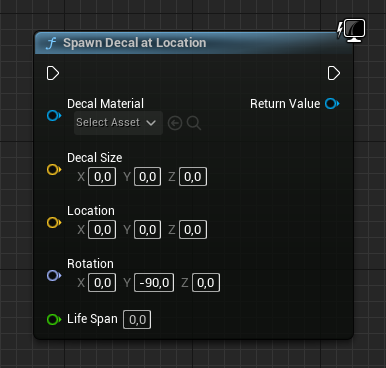 Spawn Decal at Location blueprint node